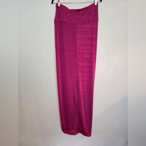 JLUXLABEL Pink Knotted Take You There High Slit Stretch Jersey Maxi Skirt​ - Picture 2 of 6